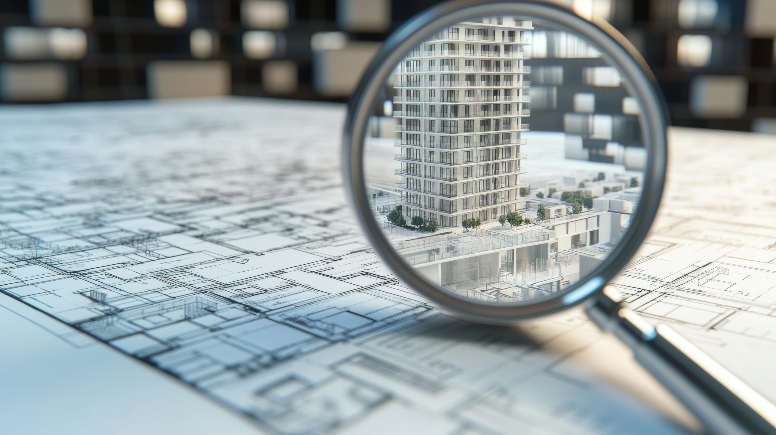 The map features a magnifying glass with a contemporary house on it, symbolizing the quest for upscale urban living